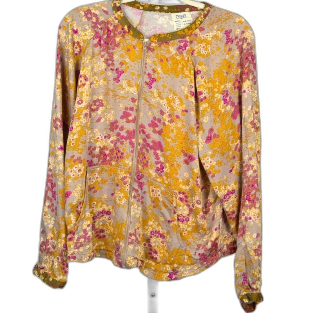 Tiny for Anthropologie Floral Shoreline Bomber Jacket Size L